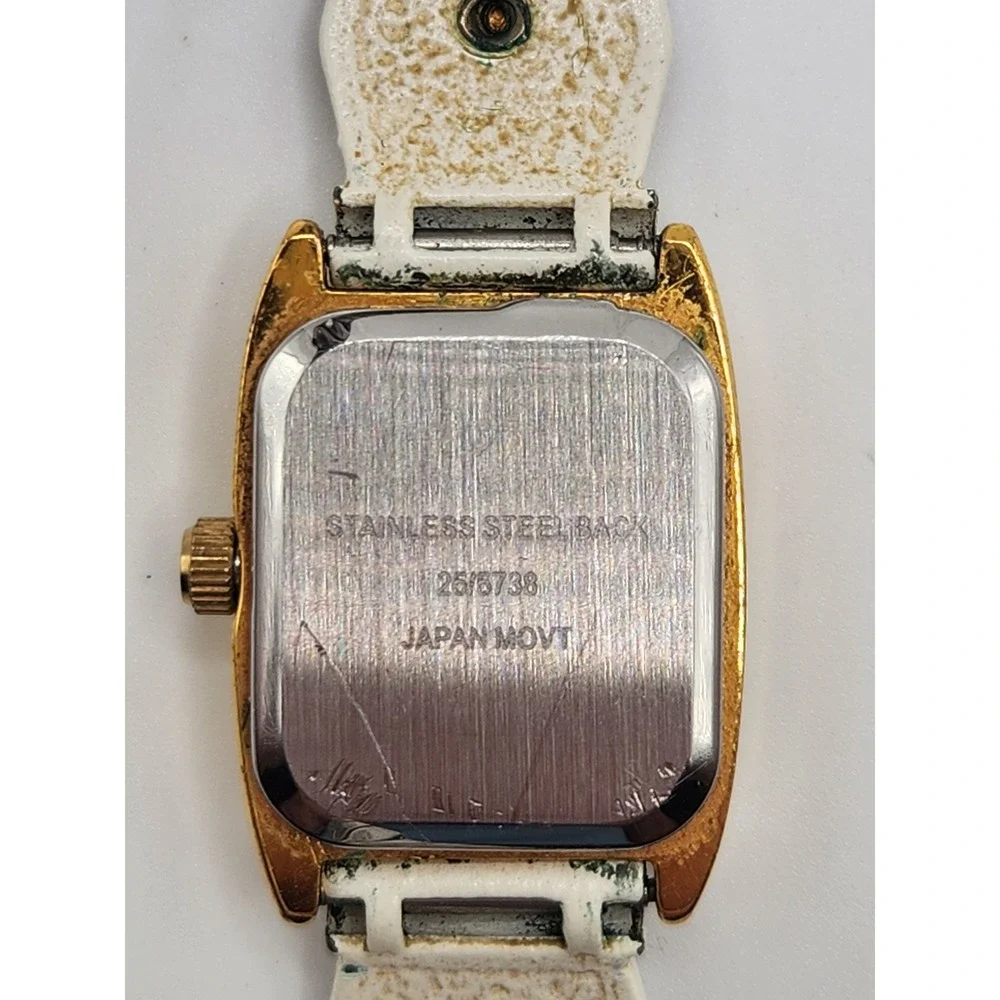 Black Hills Gold Wristwatch Tri-Colored Diamond Quartz Stretch White Leaf Band